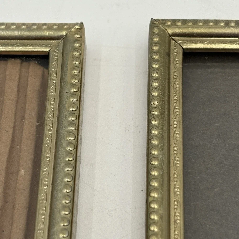 Pair Vintage Brass Picture Frames 8x10 Beaded Edge Mid Century‎ Wall Decor